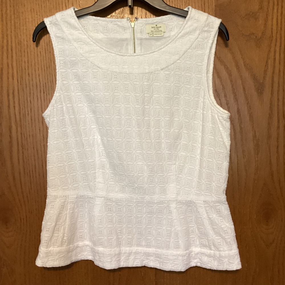 Kate Spade White Textured sleeveless Blouse
